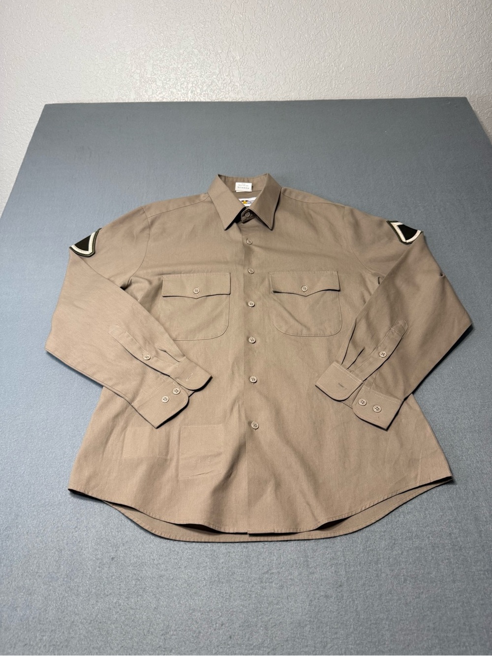 Army Green Service Uniform AGSU Long Sleeve Shirt PFC Rank Sewn 16.5 34/35-R-A